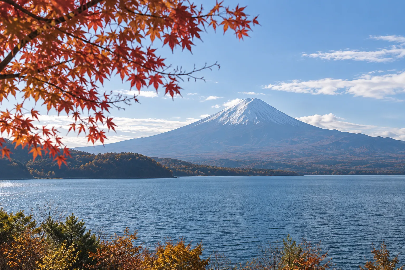 Mount Fuji above Lake Motosu